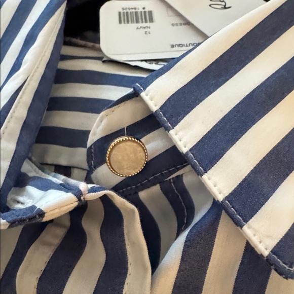 Robert Graham Blue Striped Leona Shirt Dress - Size 12 - Picture 5 of 10